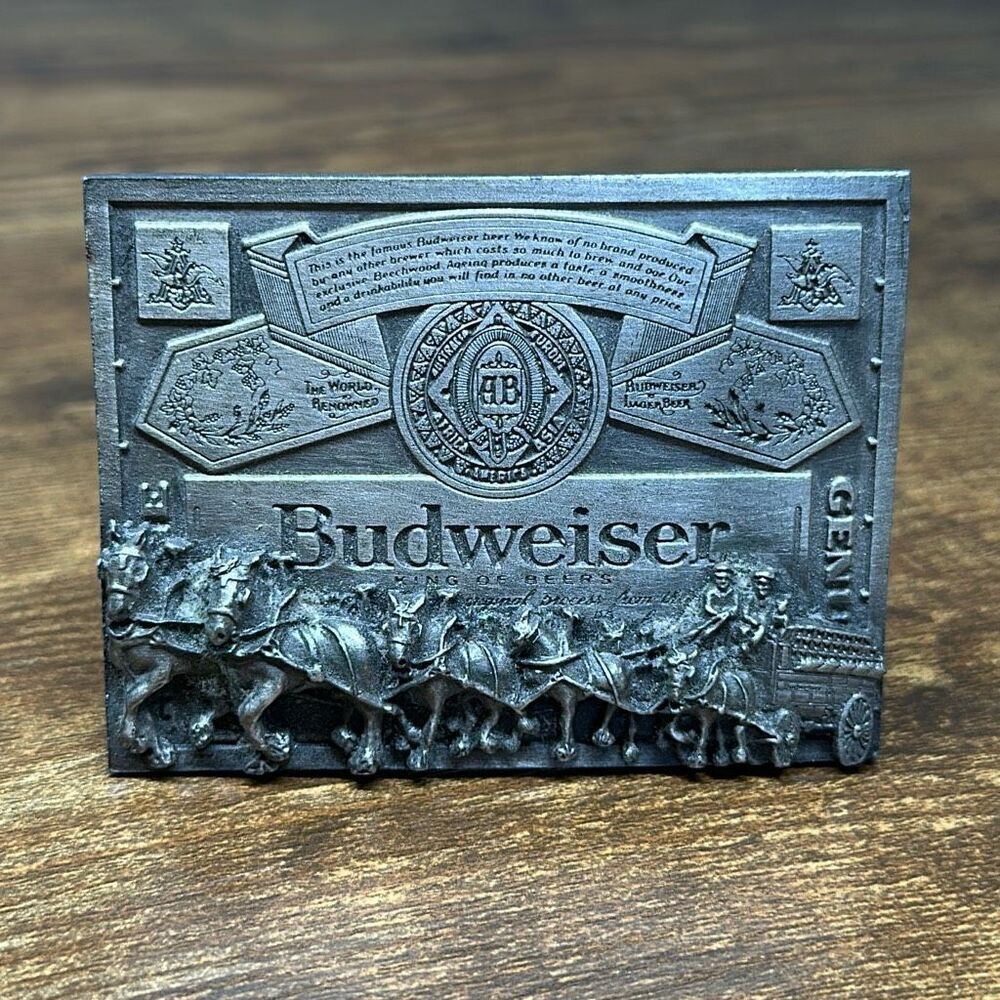 VTG Budweiser Clydesdale Horses Vintage Anheuser Busch Beer Belt Buckle T-169